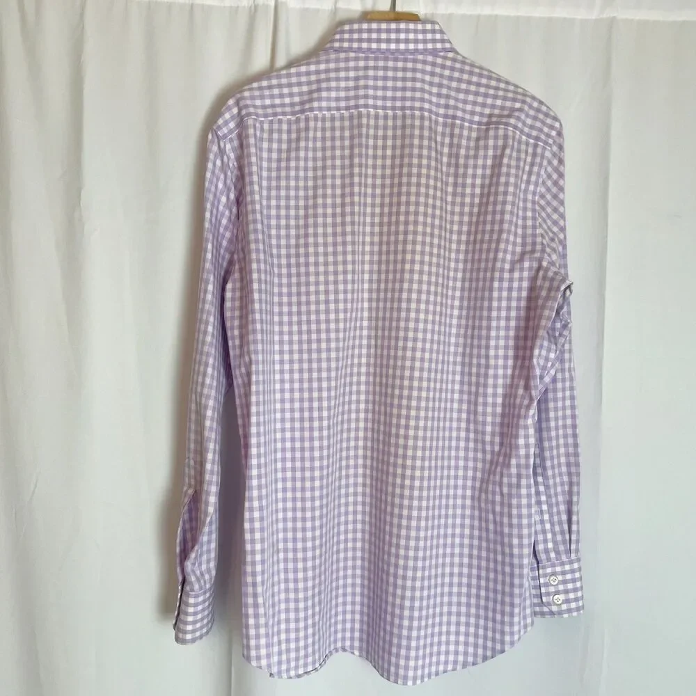 Banana Republic Men's Purple White Check Pattern Button Down Shirt Size M